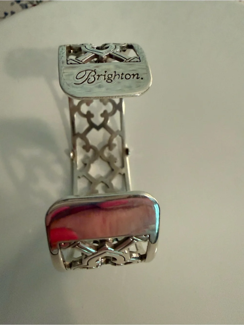 Brighton Silver Openwork Quatrefoil Cuff Bracelet